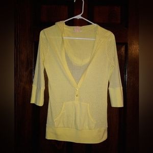Yellow waffle knit hooded top